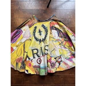 LAPIS Swing Skirt 'PARIS" Full Beaded Sequined Colorful Watercolor Sz M cotton
